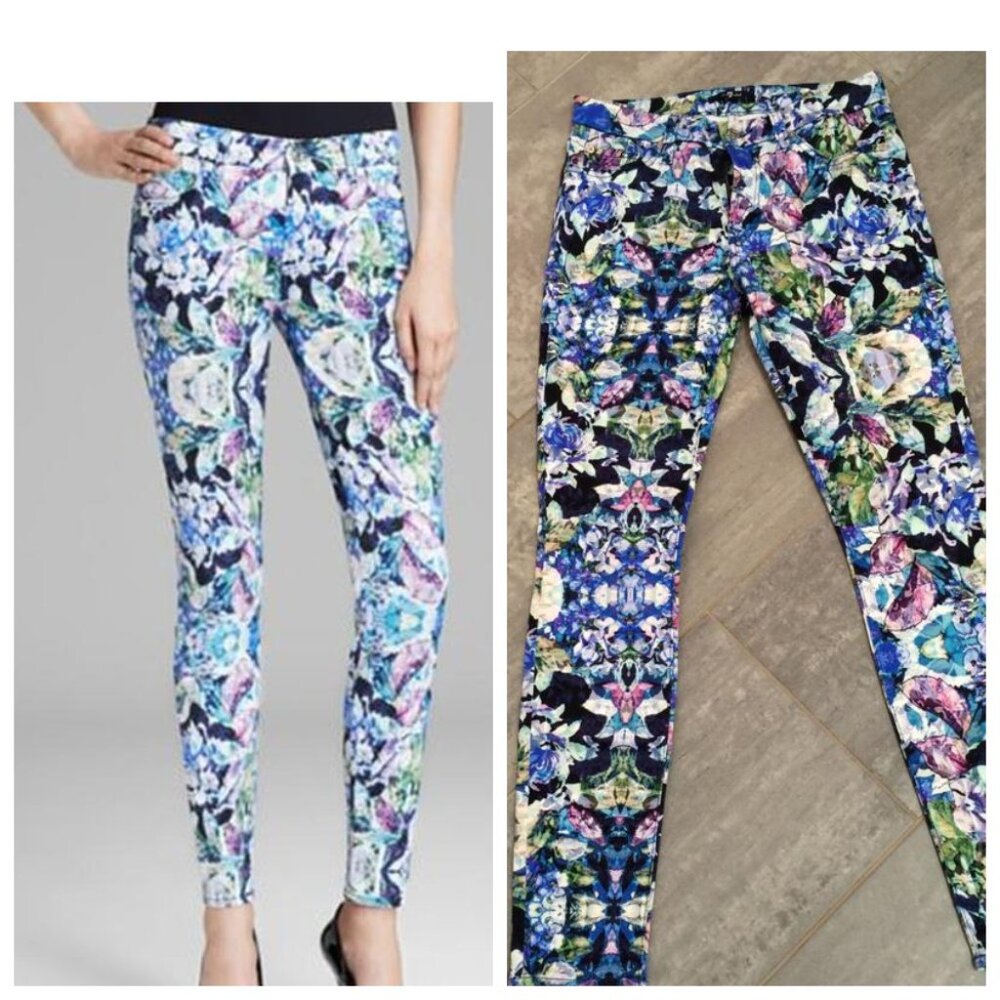 NWOT 7 For All Mankind Archival Made in USA Floral Print Skinny Jeans 27